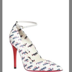 Fendi White X Hey Reilly Mania Monogram Heels